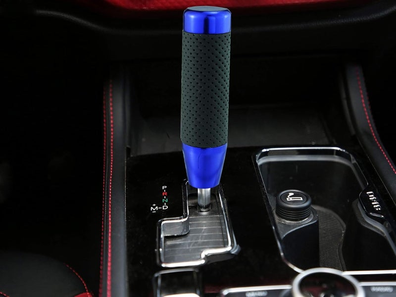Abfer Weighted Shift Knob Short Stick Gear Shifter Adapter Leather Shift Knobs for Most Automatic Manual Vehicle Trucks,Blue - Image 2
